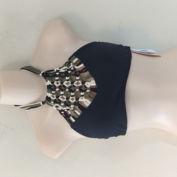 California Sunshine Ladies Macrame Halter Swim Top - Picture 1 of 13